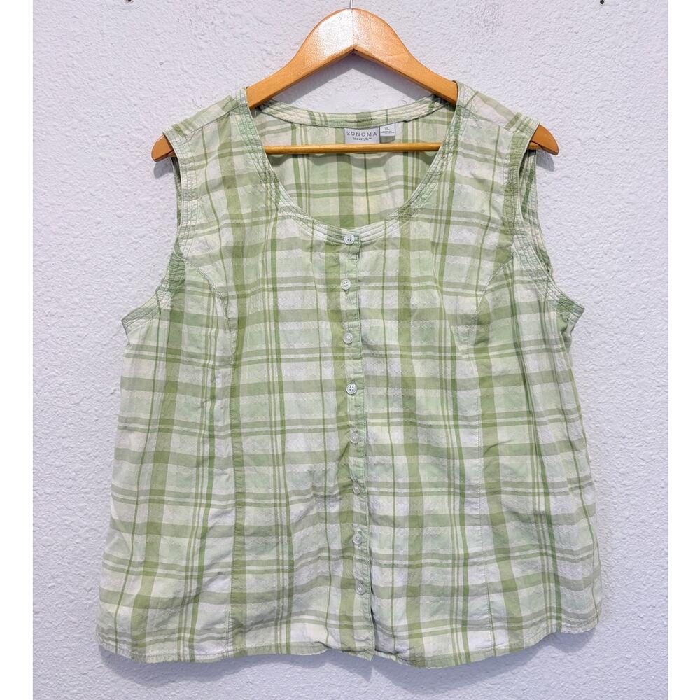 vintage 90s plaid tank top otton cottage fairy feminine coastal dainty